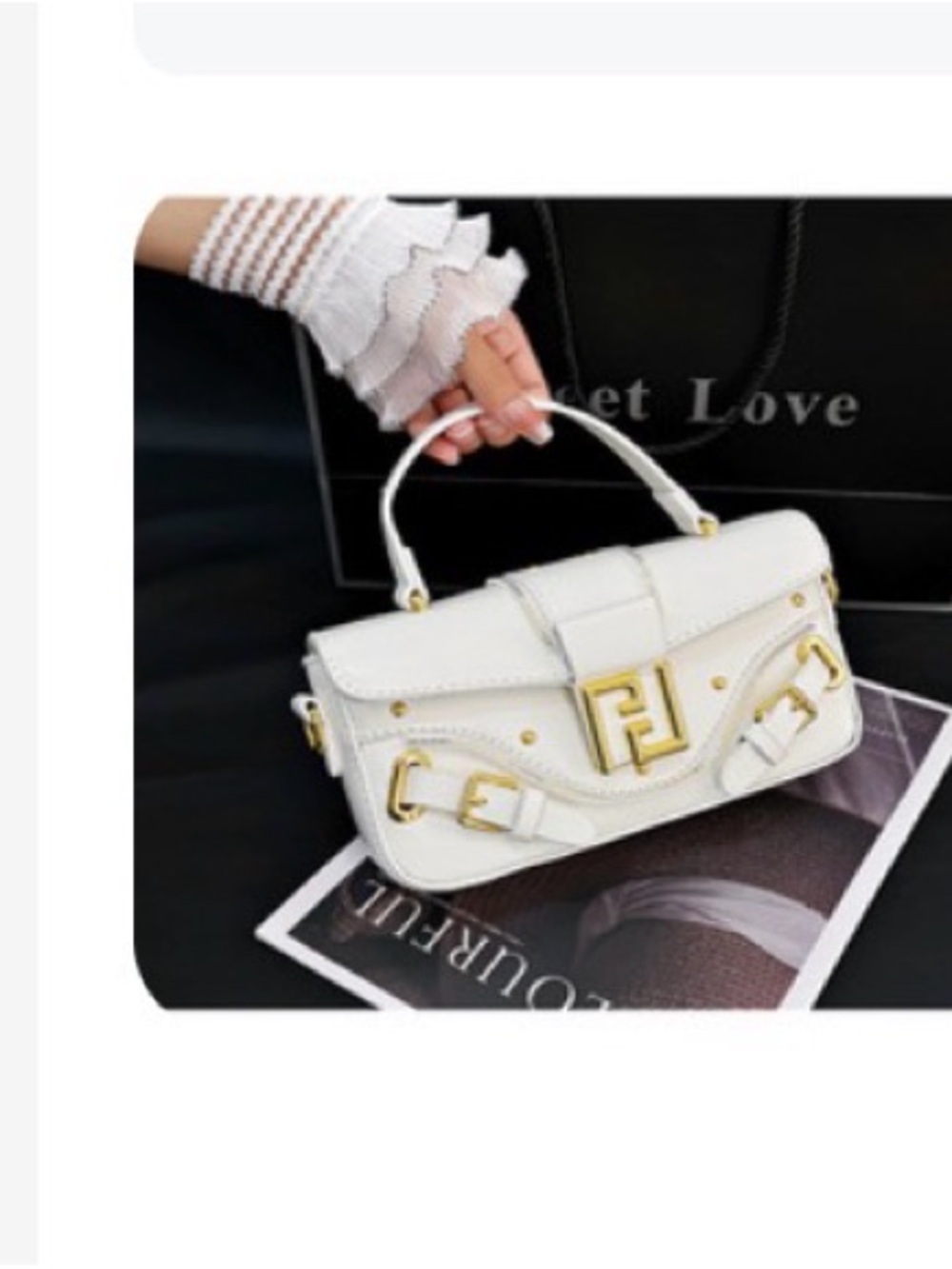 A Classy Chic Boutique White Top-Handle Satchel with Gold Hardware